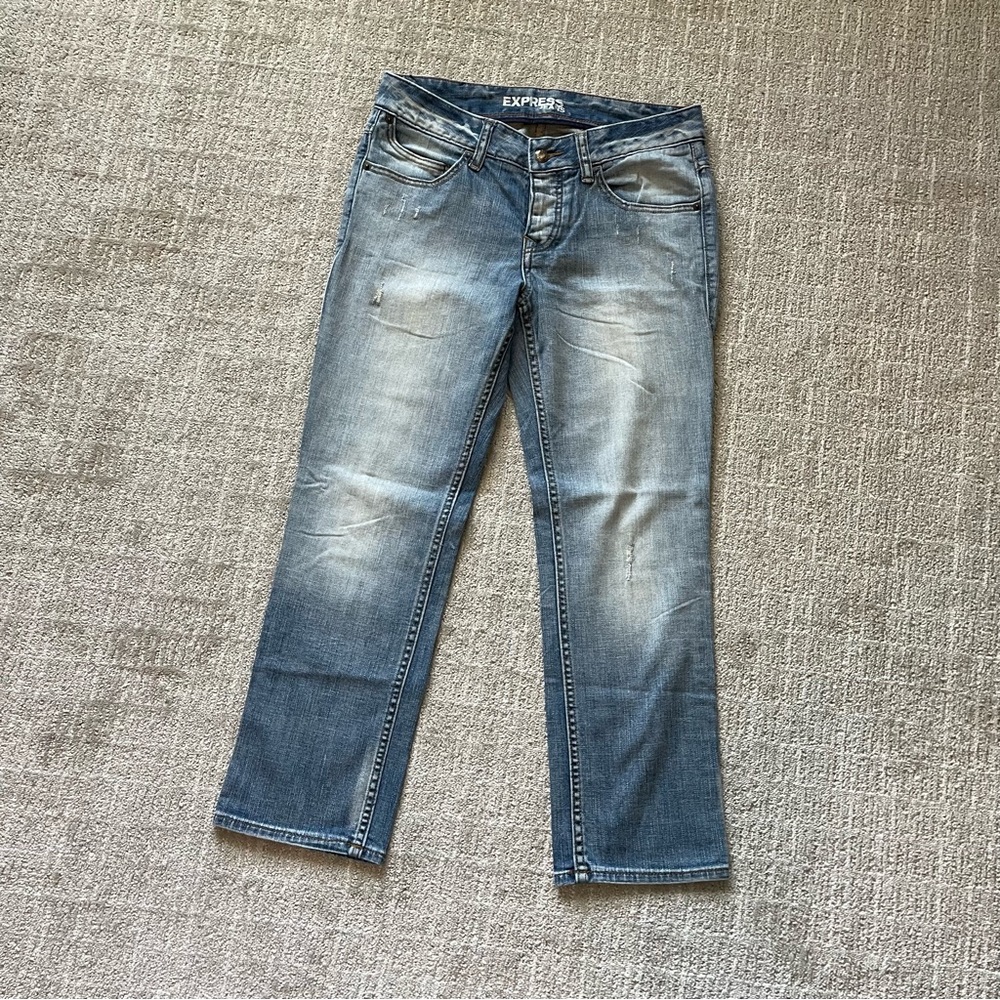 Express Cropped Blue Denim Jeans
